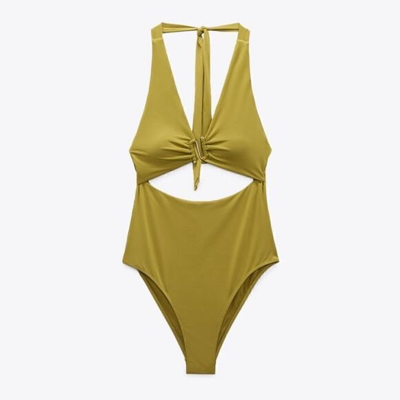 ZARA HALTER NECK SWIMSUIT WITH METAL PIECE - Picture 5 of 8